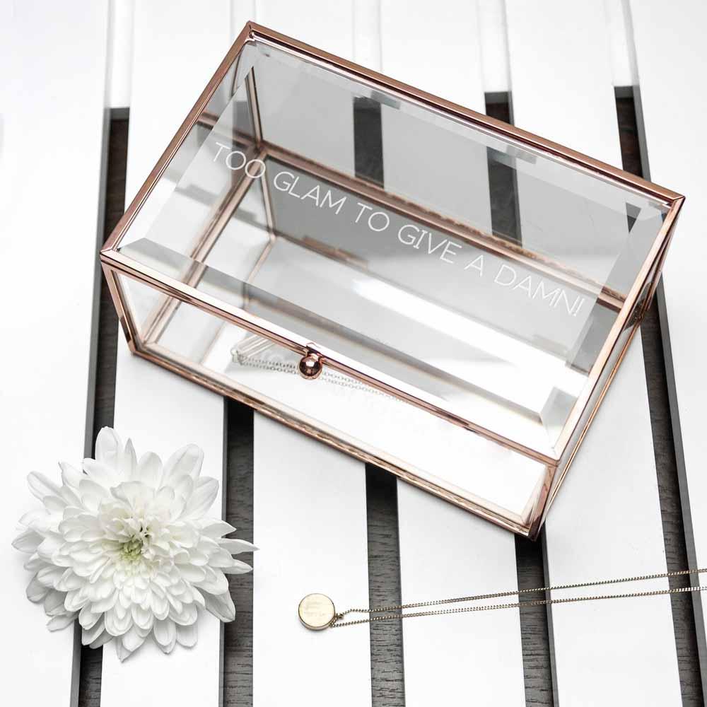 Personalised Rose Gold Glass Jewellery Box Box Treat 