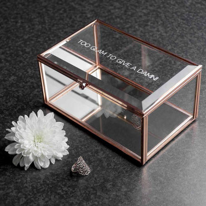 Personalised Rose Gold Glass Jewellery Box Box Treat 