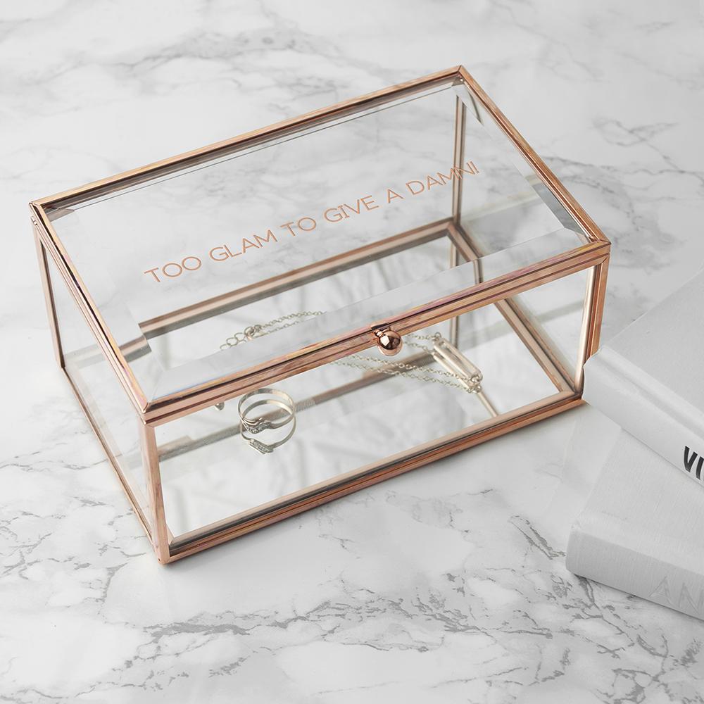 Personalised Rose Gold Glass Jewellery Box Box Treat 