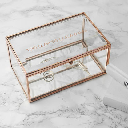 Personalised Rose Gold Glass Jewellery Box Box Treat 
