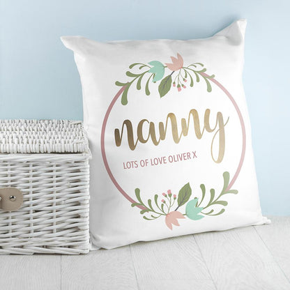 Personalised Floral Wreath Cushion Cover Cushion Treat 