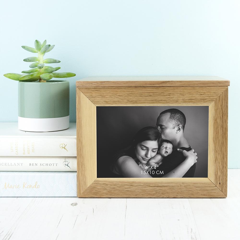 Personalised Wreath Mother's Day Midi Oak Photo Cube Keepsake Box Box Treat 