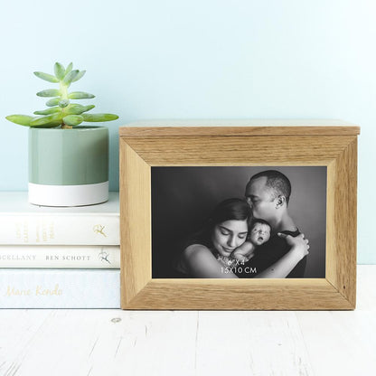 Personalised Wreath Mother's Day Midi Oak Photo Cube Keepsake Box Box Treat 