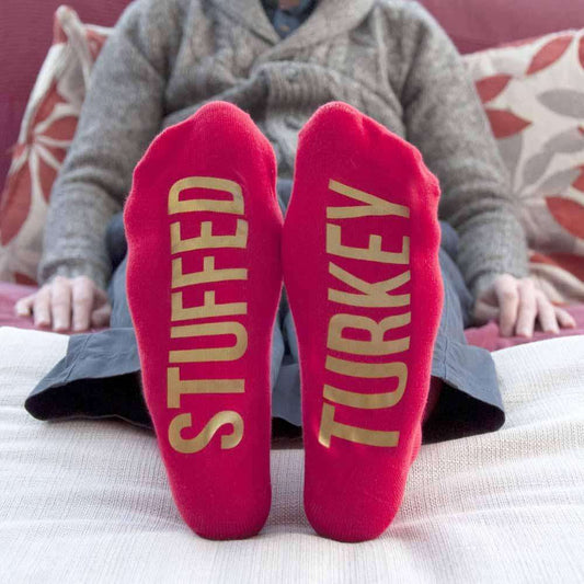 Personalised Crimson & Gold Christmas Day Socks Socks Treat 