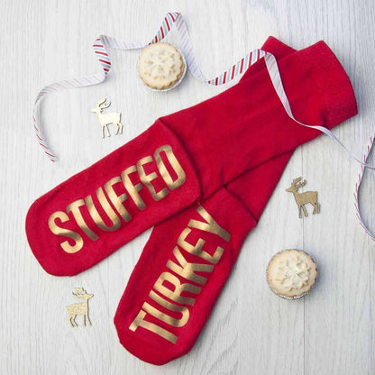 Personalised Crimson & Gold Christmas Day Socks Socks Treat 