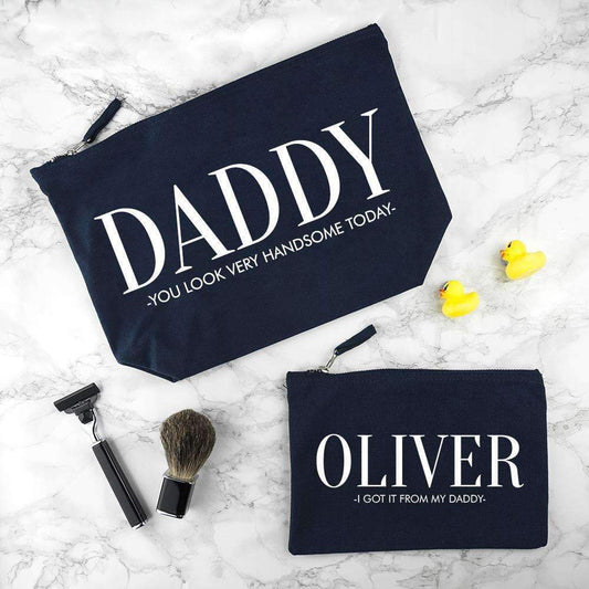 Personalised Daddy & Me Navy Wash Bags Bag Treat 