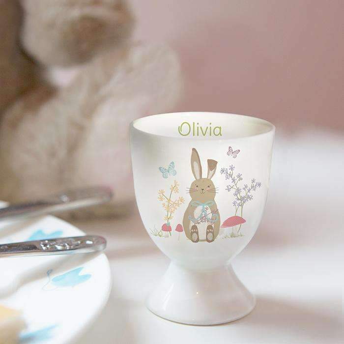 Personalised Easter Meadow Bunny Egg Cup Memento 