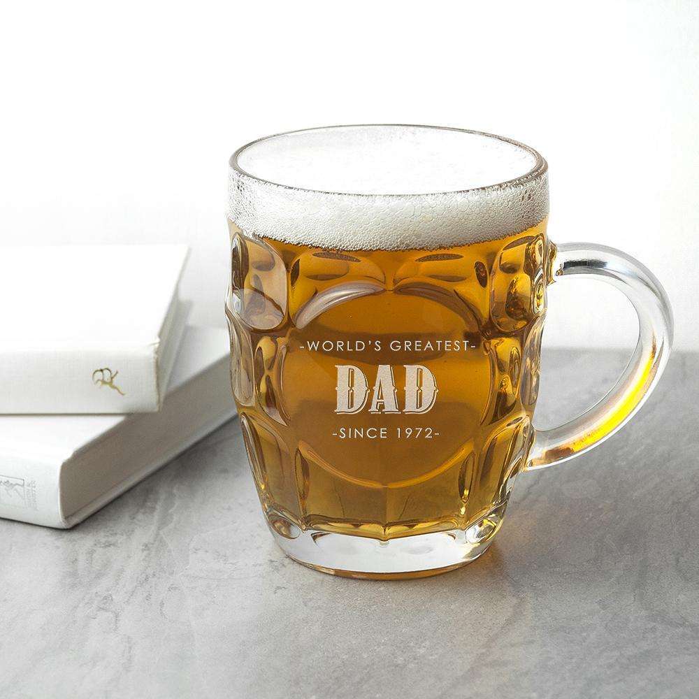 Personalised Father's Day Dimpled Beer Glass Glassware Treat 