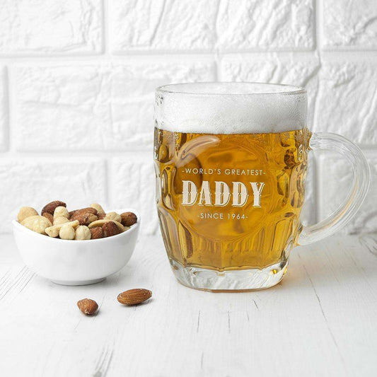 Personalised Father's Day Dimpled Beer Glass Glassware Treat 