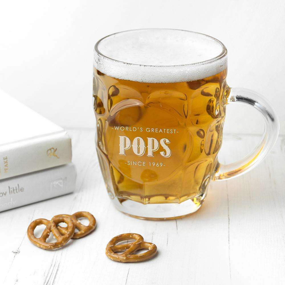Personalised Father's Day Dimpled Beer Glass Glassware Treat 