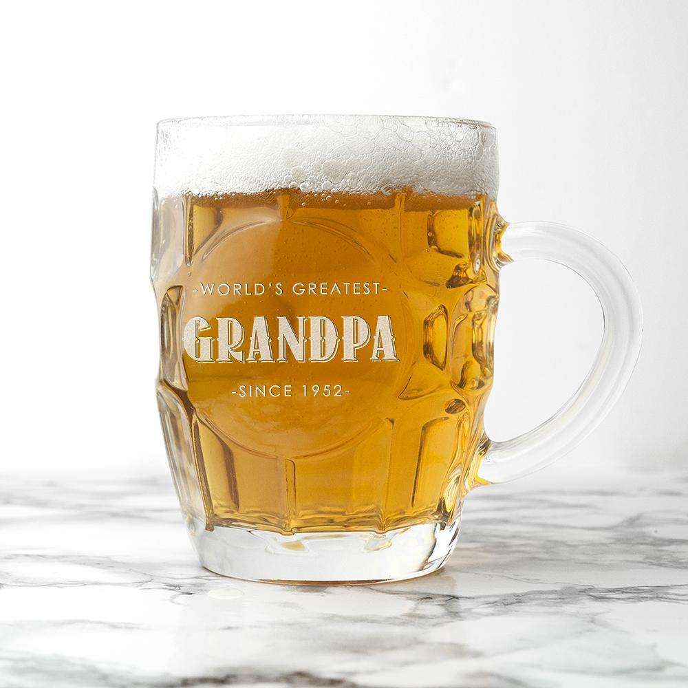 Personalised Father's Day Dimpled Beer Glass Glassware Treat 