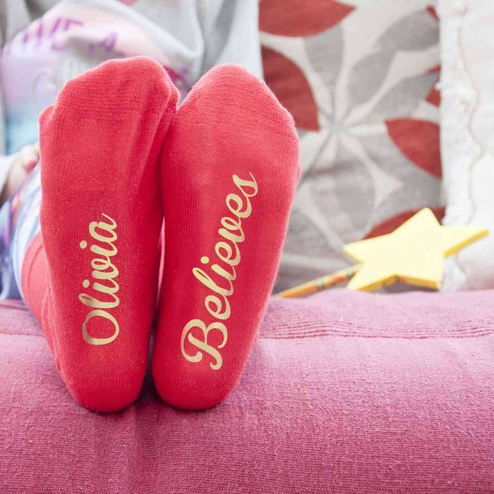 Personalised Kids Crimson & Gold Christmas Day Socks Socks Treat 