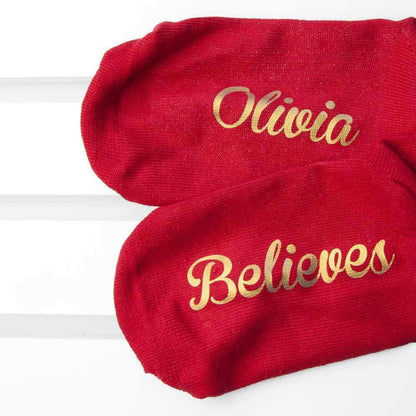 Personalised Kids Crimson & Gold Christmas Day Socks Socks Treat 
