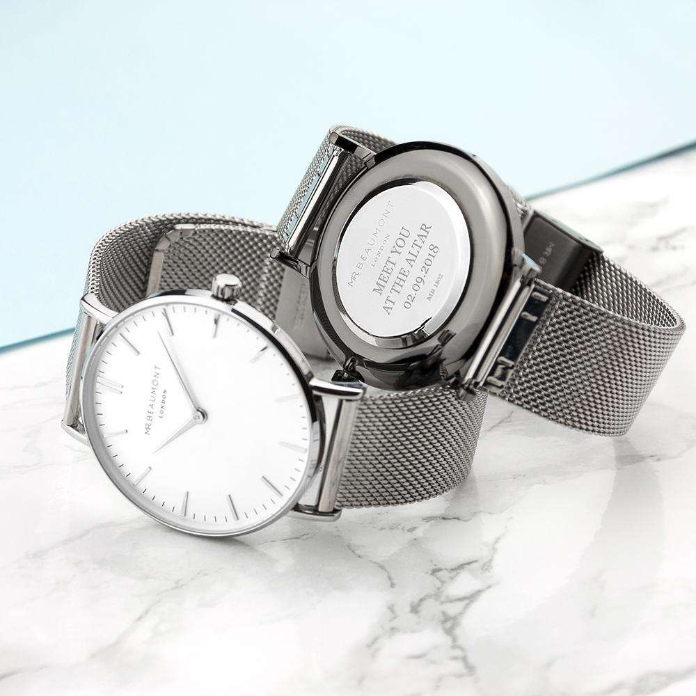 Personalised Men's Metallic Silver Watch Accessories Treat 