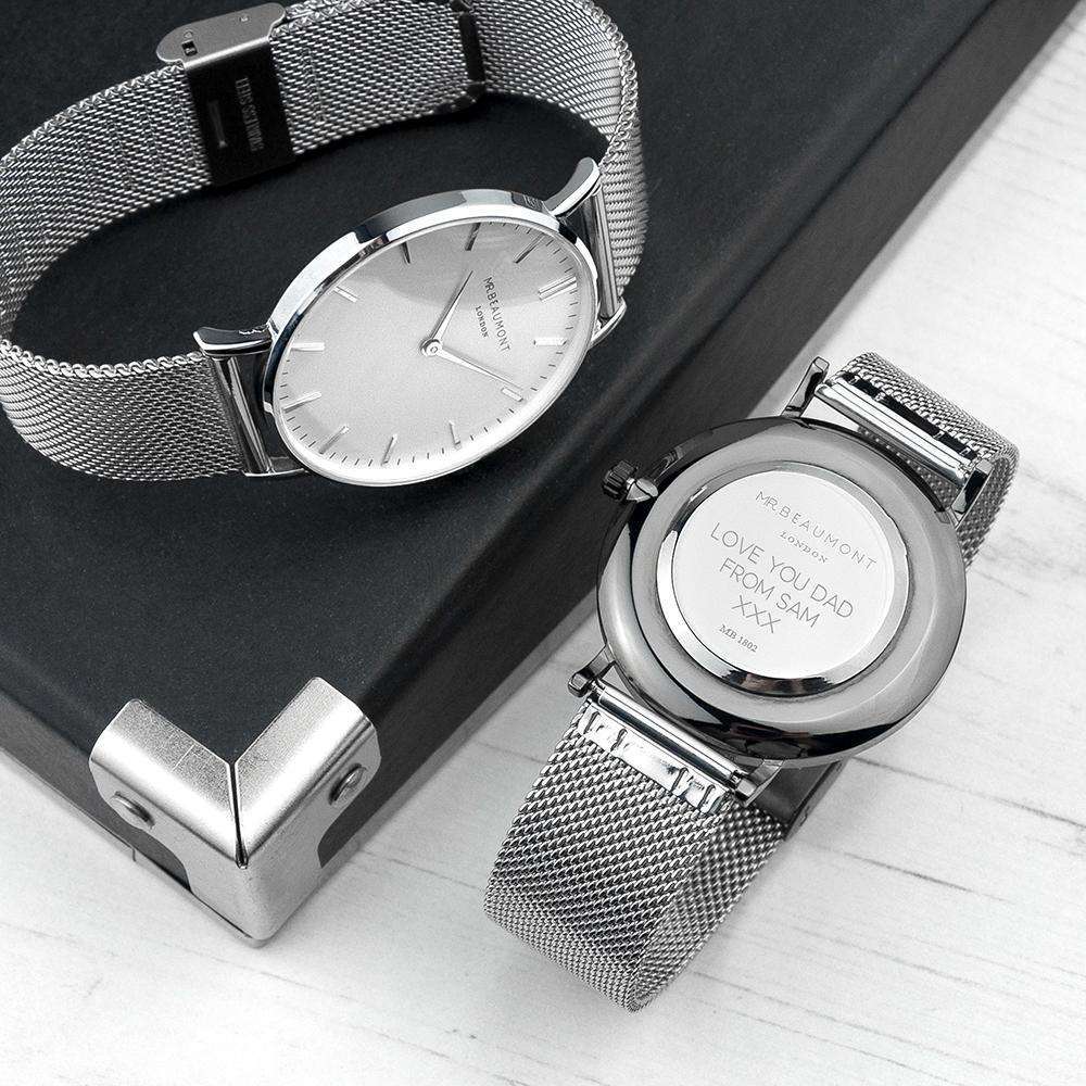 Personalised Men's Metallic Silver Watch Accessories Treat 