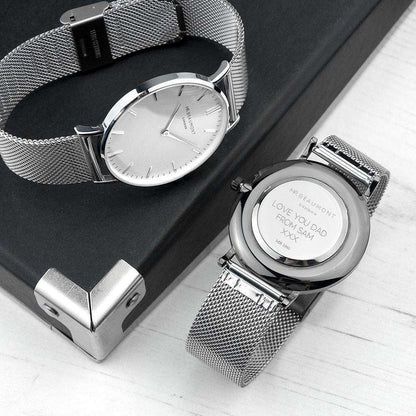 Personalised Men's Metallic Silver Watch Accessories Treat 
