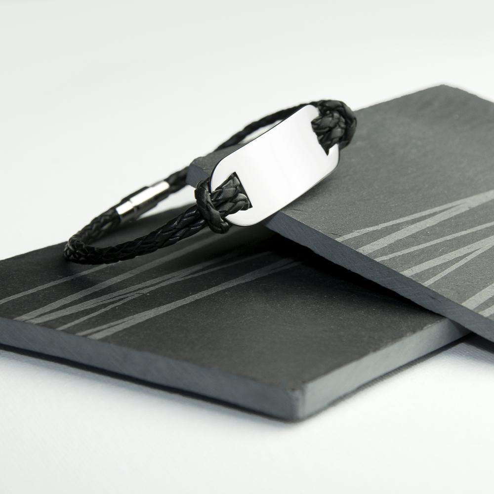 Personalised Men's Statement Leather Bracelet in Black Accessories Treat 