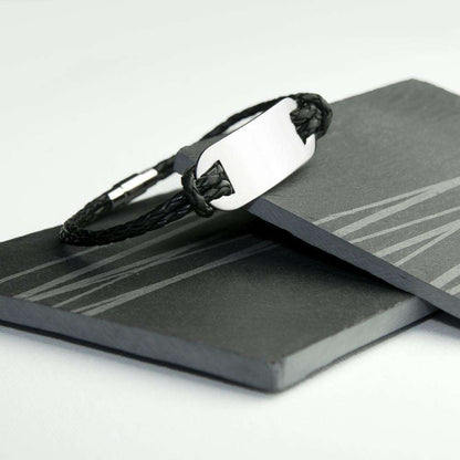 Personalised Men's Statement Leather Bracelet in Black Accessories Treat 