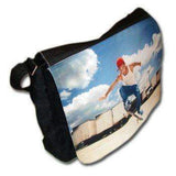 Black messenger bag personalised with custom photo