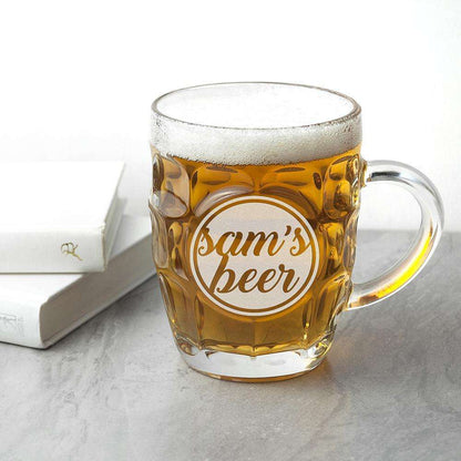 Personalised Statement Dimpled Beer Glass Glassware Treat 