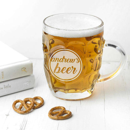 Personalised Statement Dimpled Beer Glass Glassware Treat 