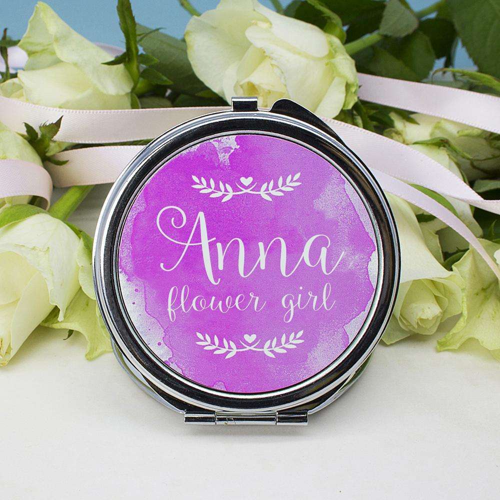 Personalised Wedding-Glam Compact Mirrors - Round Accessories Treat 