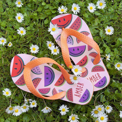 Wild Watermelon Child's Personalised Flip Flops Footwear Treat 