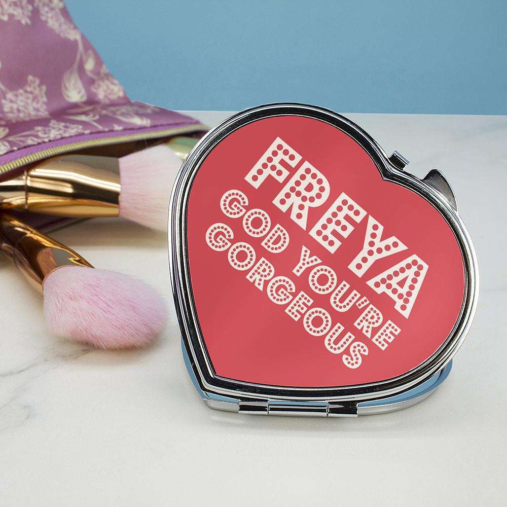 You're Gorgeous! Personalised Heart Compact Mirror Accessories Treat 
