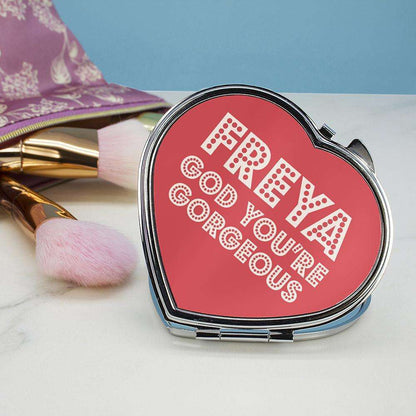 You're Gorgeous! Personalised Heart Compact Mirror Accessories Treat 